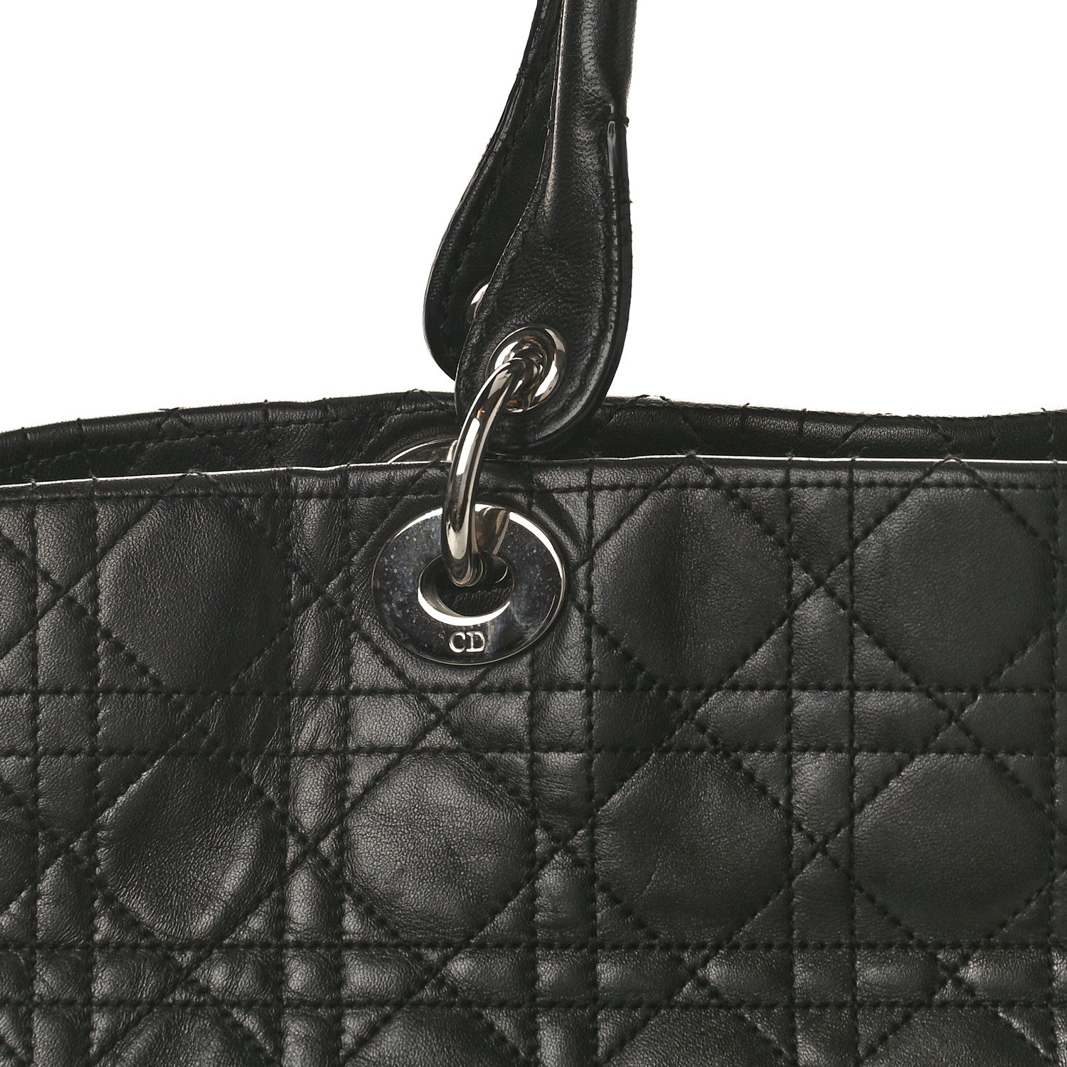 Christian Dior Lambskin Cannage Large Soft Lady Dior Shopping Tote Black 8 of 14