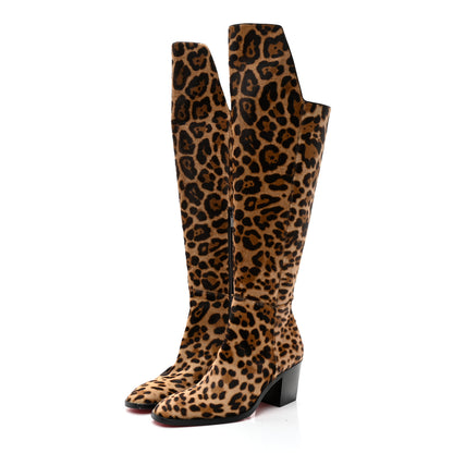 Christian Louboutin Pony Hair Morgan 70 Over The Knee Boots 38 Leopard 3 of 10