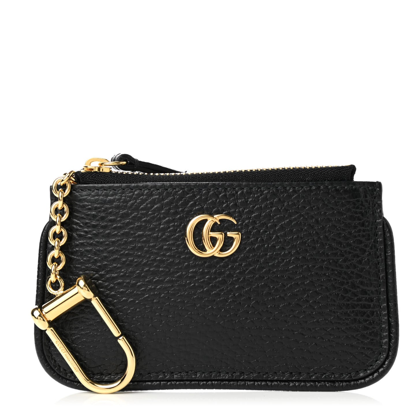Pebbled Calfskin GG Marmont Key Case Card Holder Black