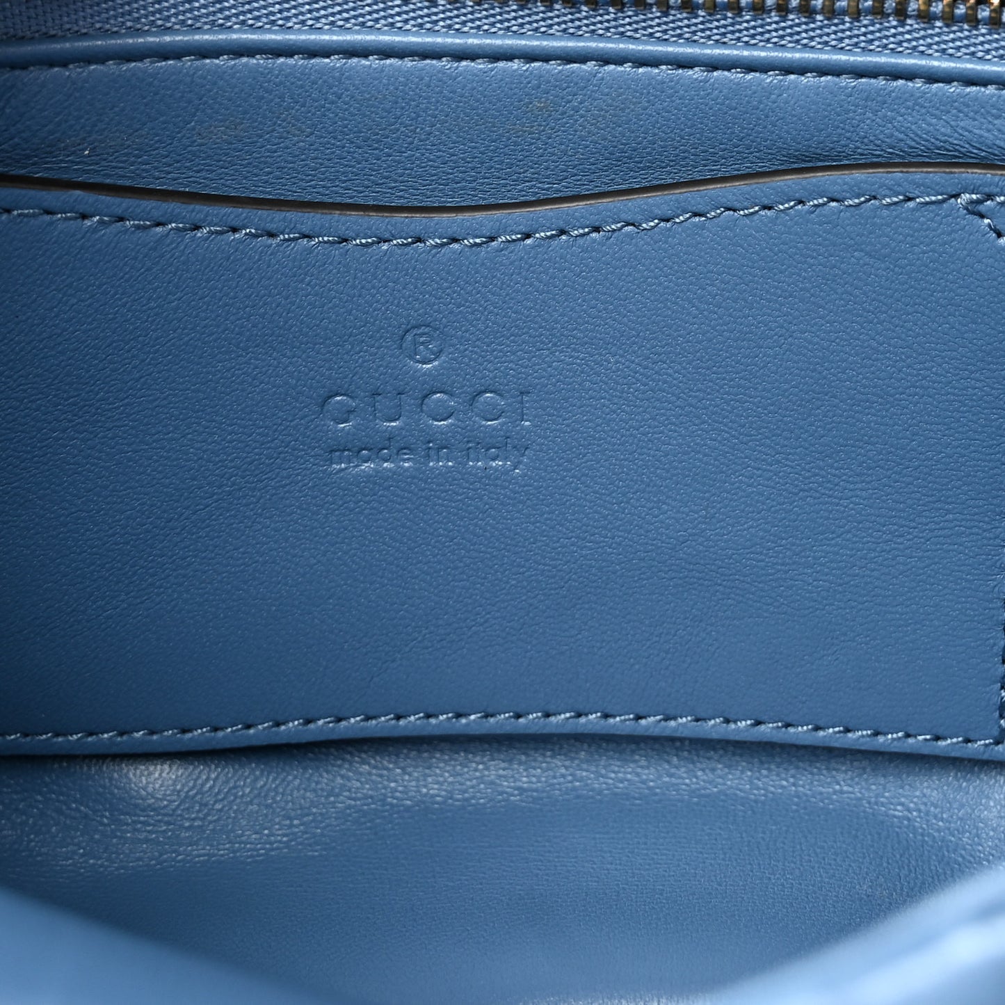 Lambskin Embossed Mini GG Milano Top Handle Shoulder Bag Blue