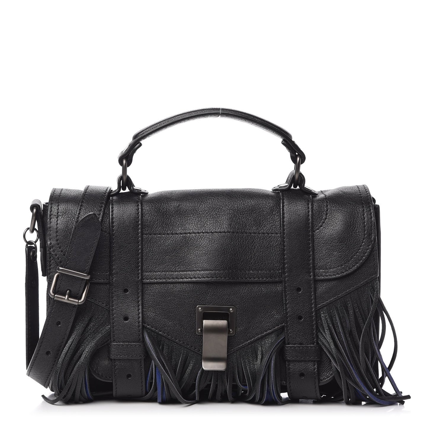 Lambskin Fringe Lux PS1 Satchel Black