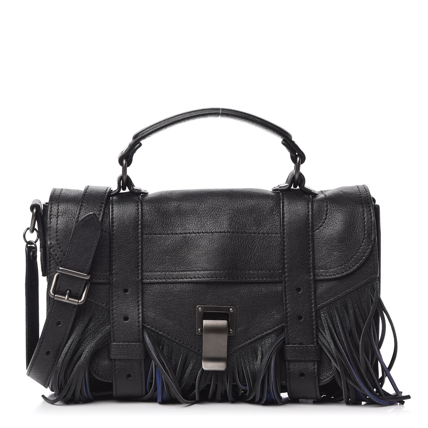 Proenza Schouler Lambskin Fringe Lux PS1 Satchel Black 1 of 9
