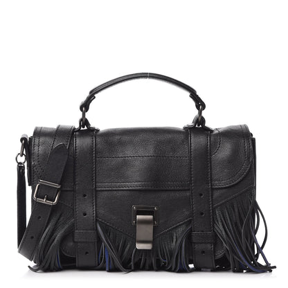 Proenza Schouler Lambskin Fringe Lux PS1 Satchel Black 1 of 9