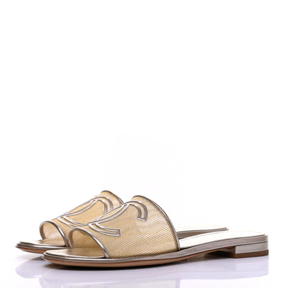 Chanel Glitter Mesh Patent Calfskin CC Sandal Mule 37 Gold 3 of 11