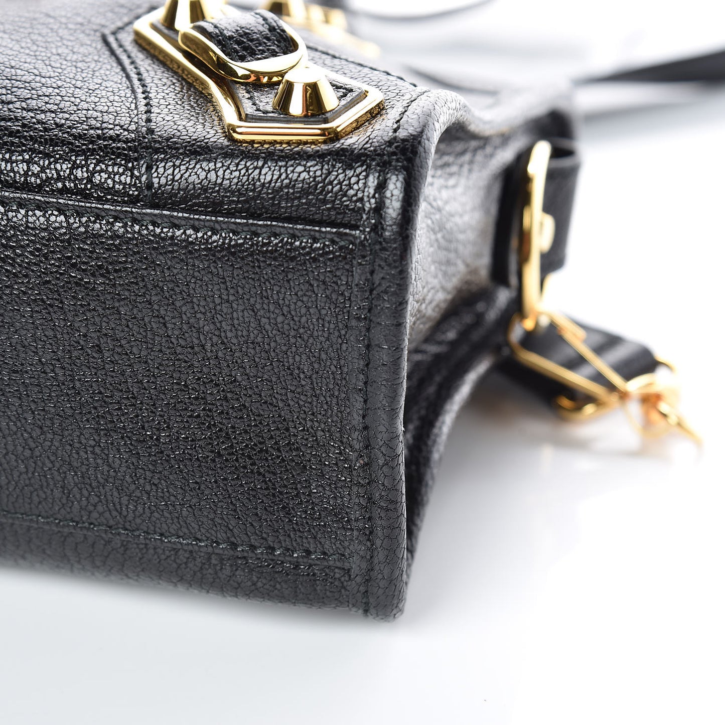 Chevre Gold Metallic Edge Hardware Mini City Black