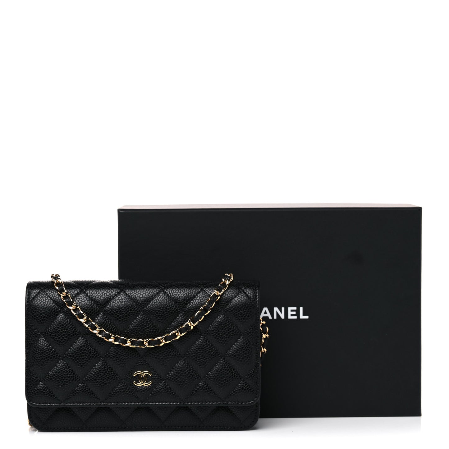 Caviar Quilted Wallet On Chain WOC Black