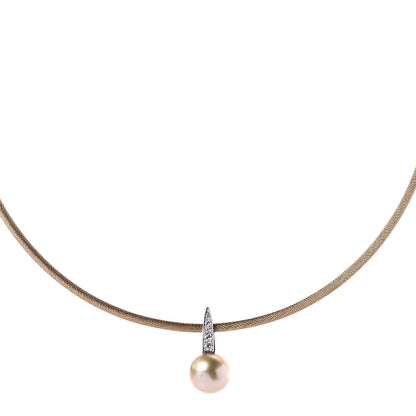 Mikimoto 18K Yellow White Gold Diamond Pearl 11.5mm Pendant Necklace 1 of 6