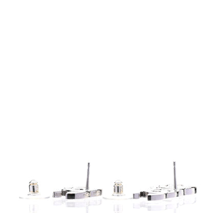 Chanel Baguette Crystal Double CC Earrings Silver 4 of 5