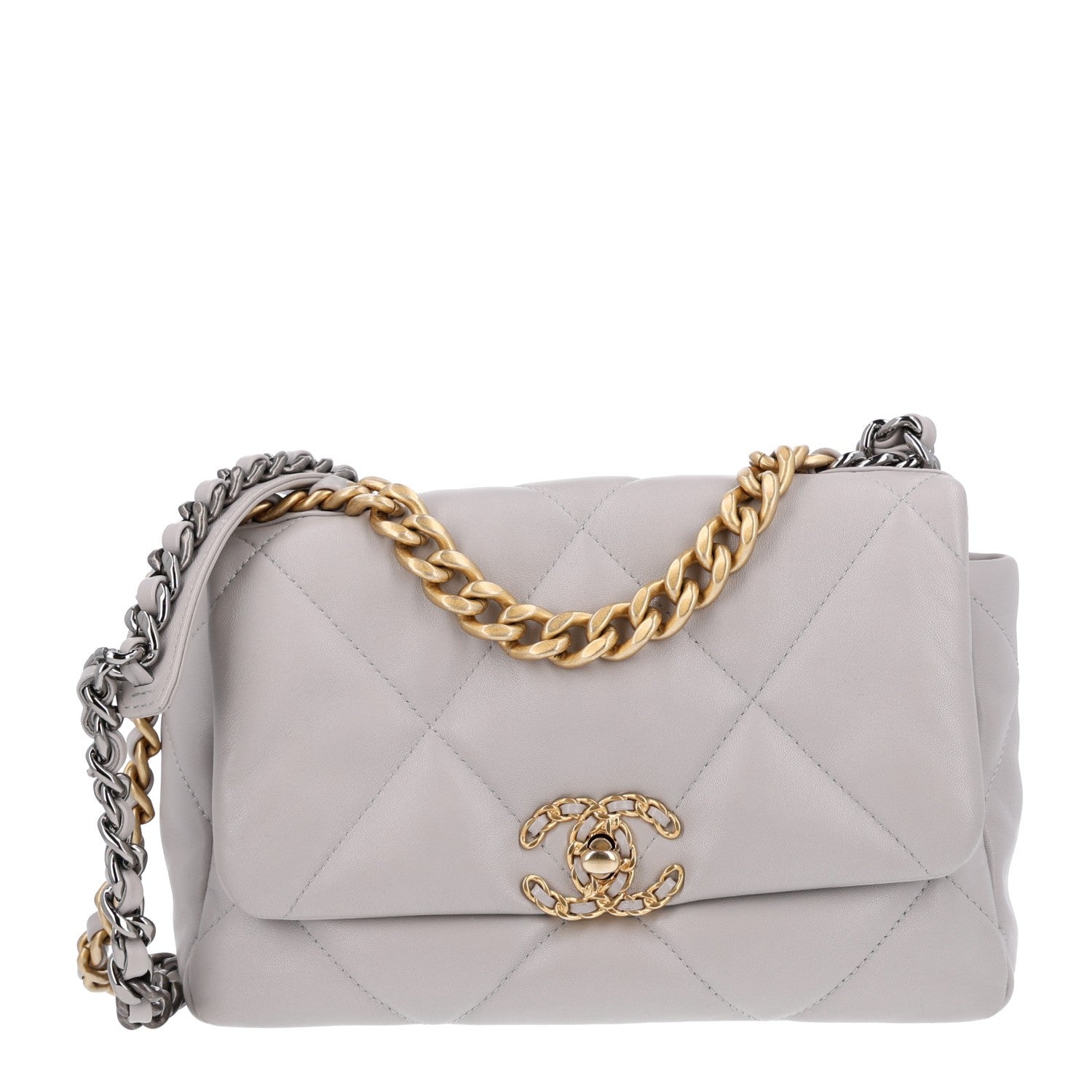 Chanel Lambskin Quilted Medium Chanel 19 Flap Grey 1 of 10