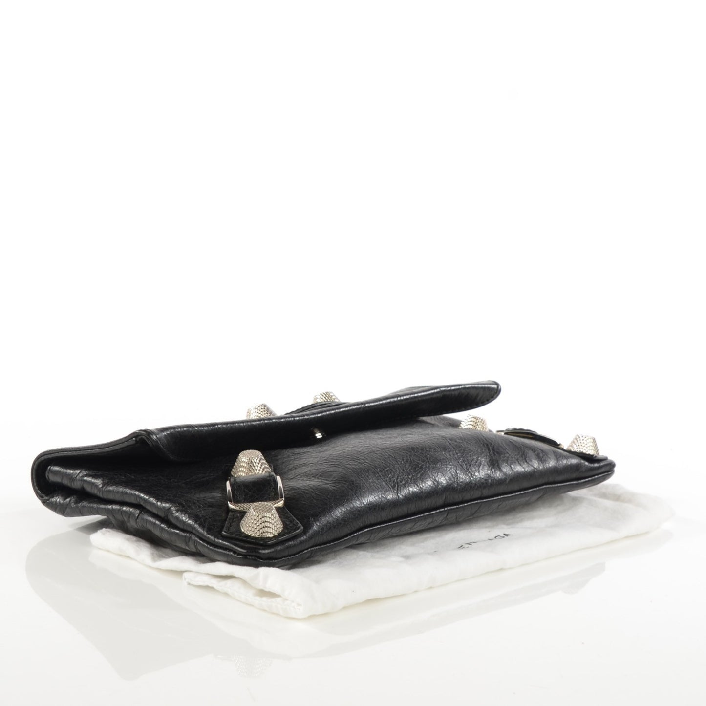 Agneau Giant 21 Silver Hardware Envelope Clutch Black