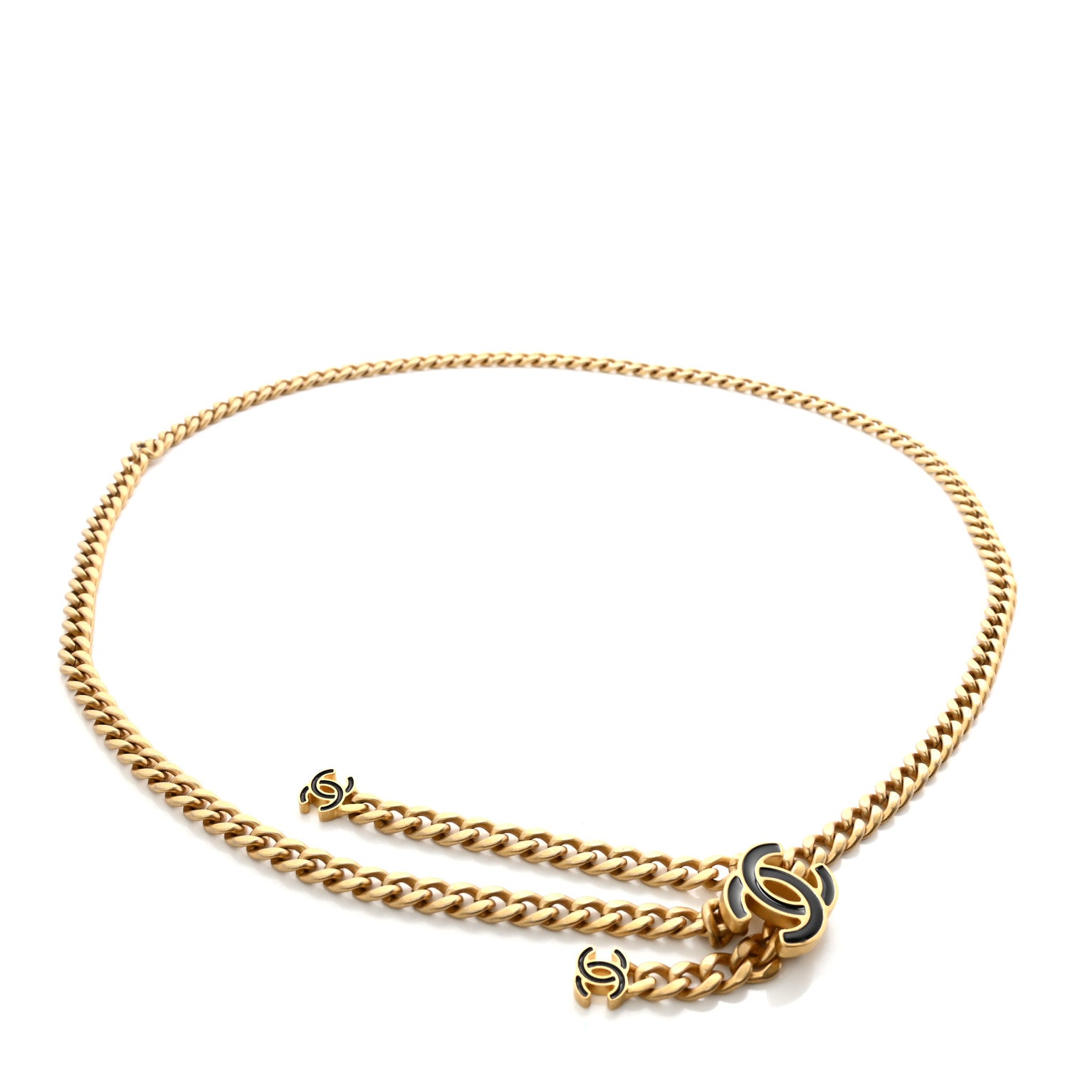 Chanel Enamel CC Chain Logo Belt Gold Black 1 of 3