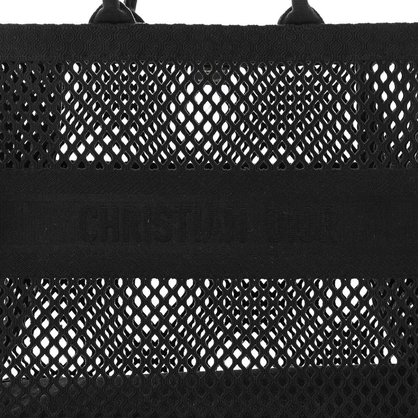 Mesh Embroidered Book Tote Black