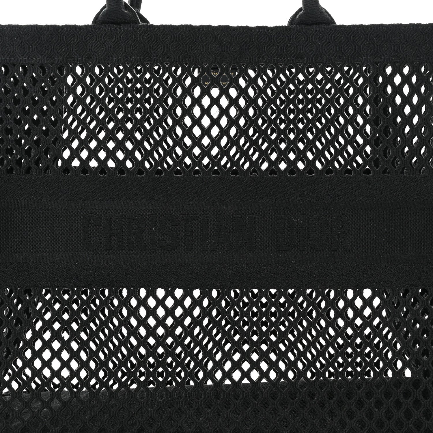Christian Dior Mesh Embroidered Book Tote Black 13 of 15