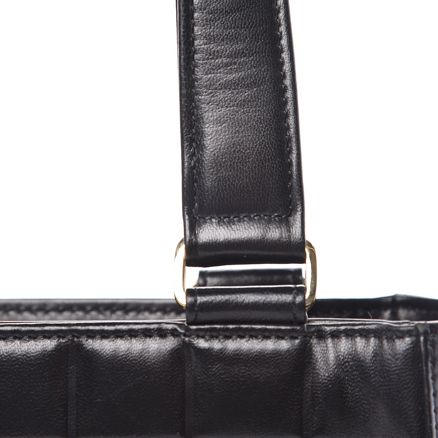 Lambskin Quilted Chocolate Bar Tote Black