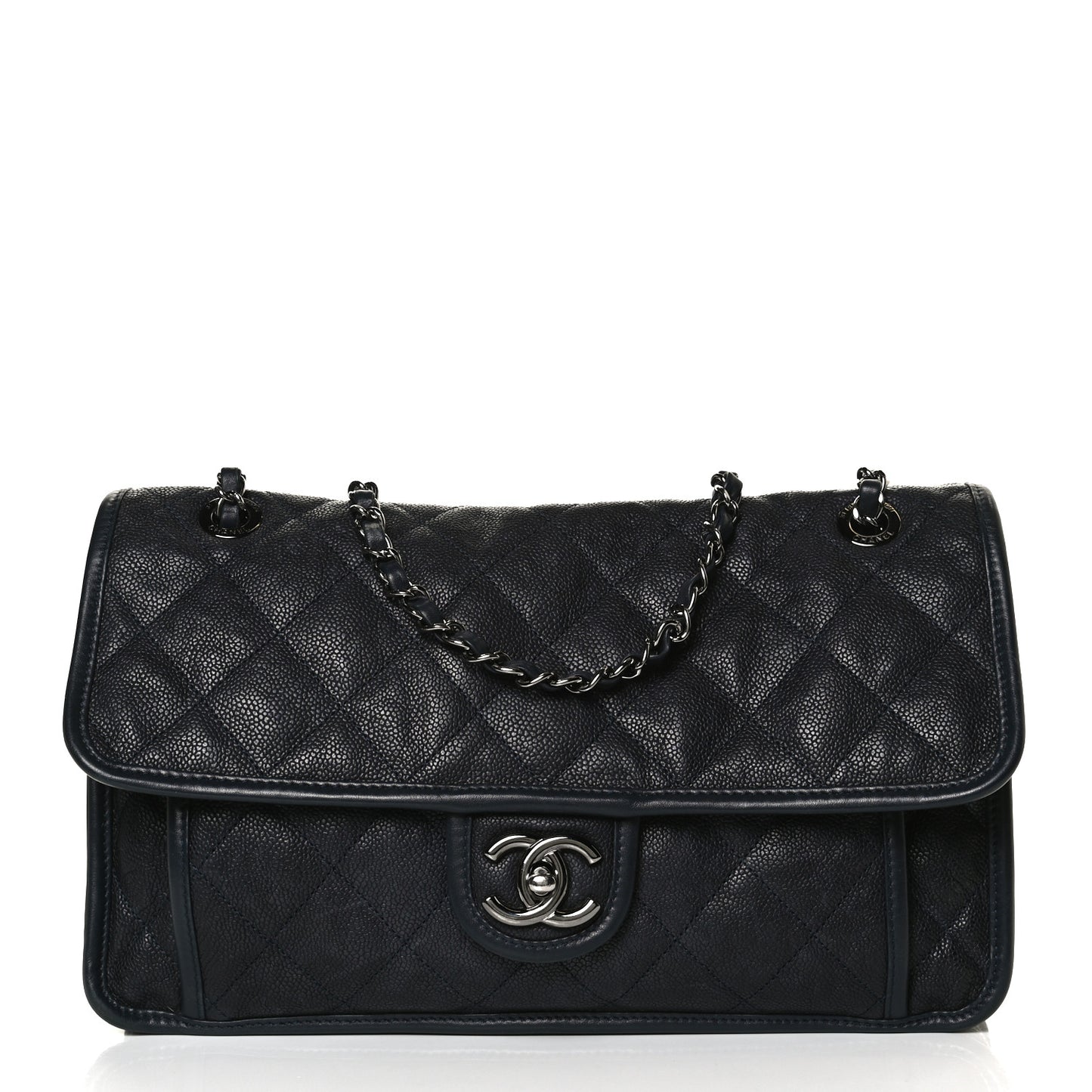 Caviar Quilted Medium French Riviera Flap Blue