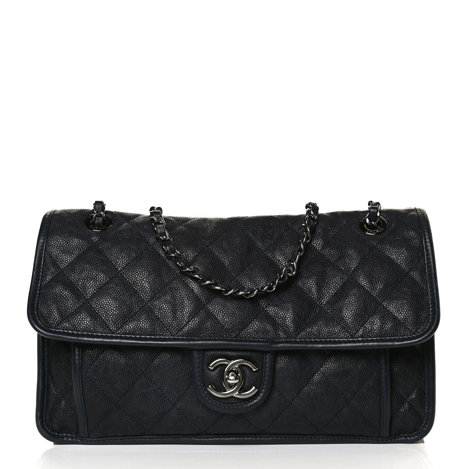 Chanel Caviar Quilted Medium French Riviera Flap Blue 1 of 15