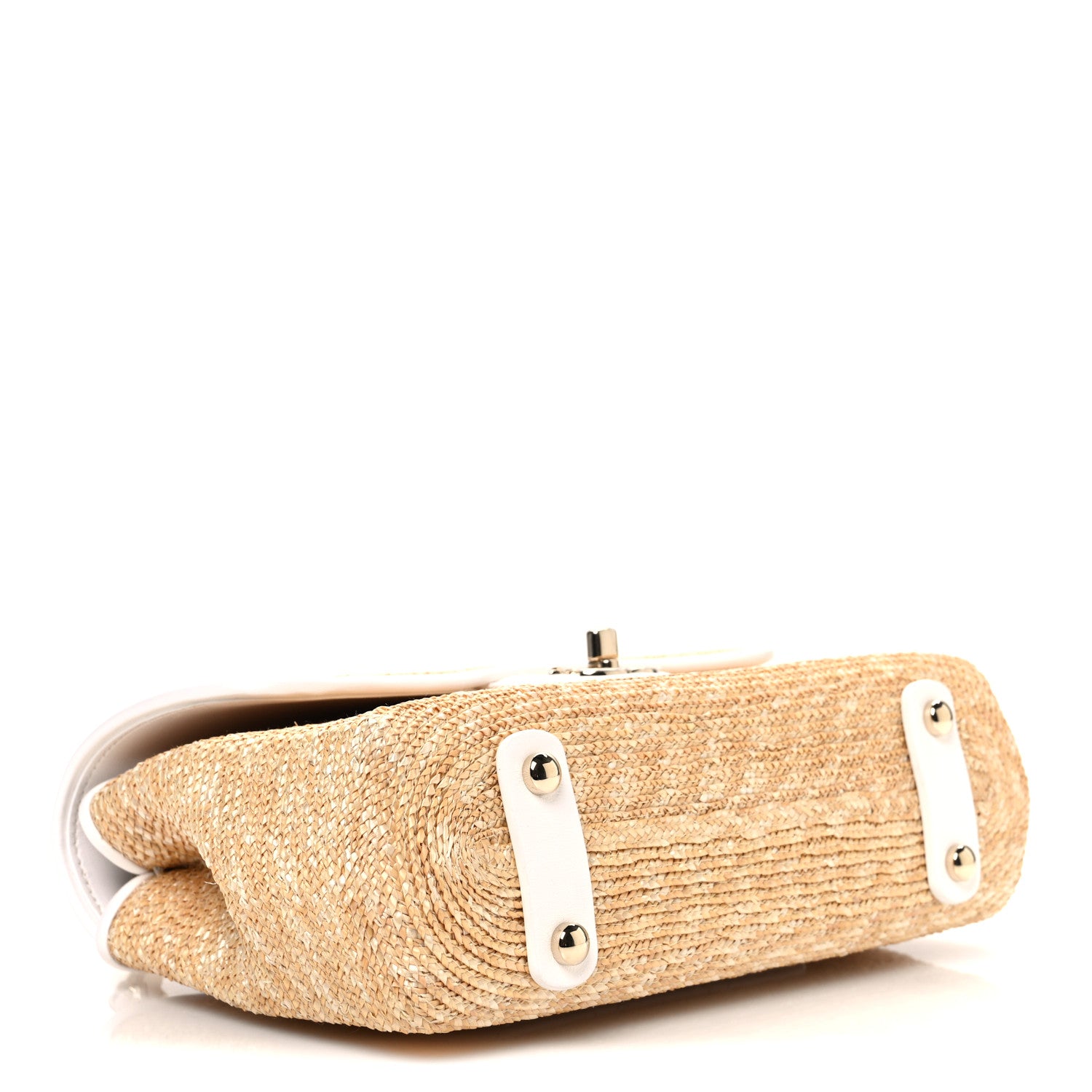 Chanel Raffia Lambskin Small Flap Bag Beige White 4 of 10