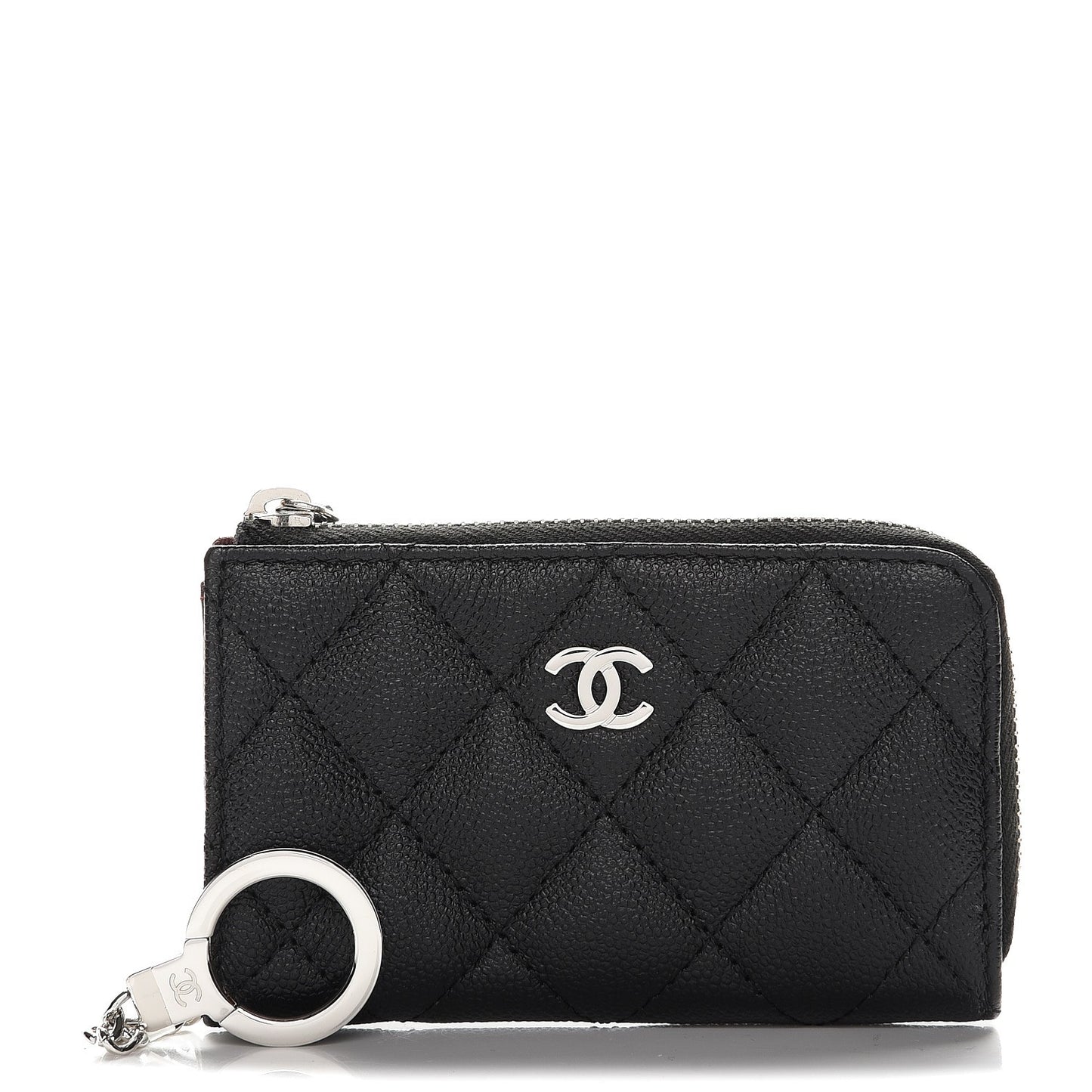 Caviar Quilted Key Holder Case Black