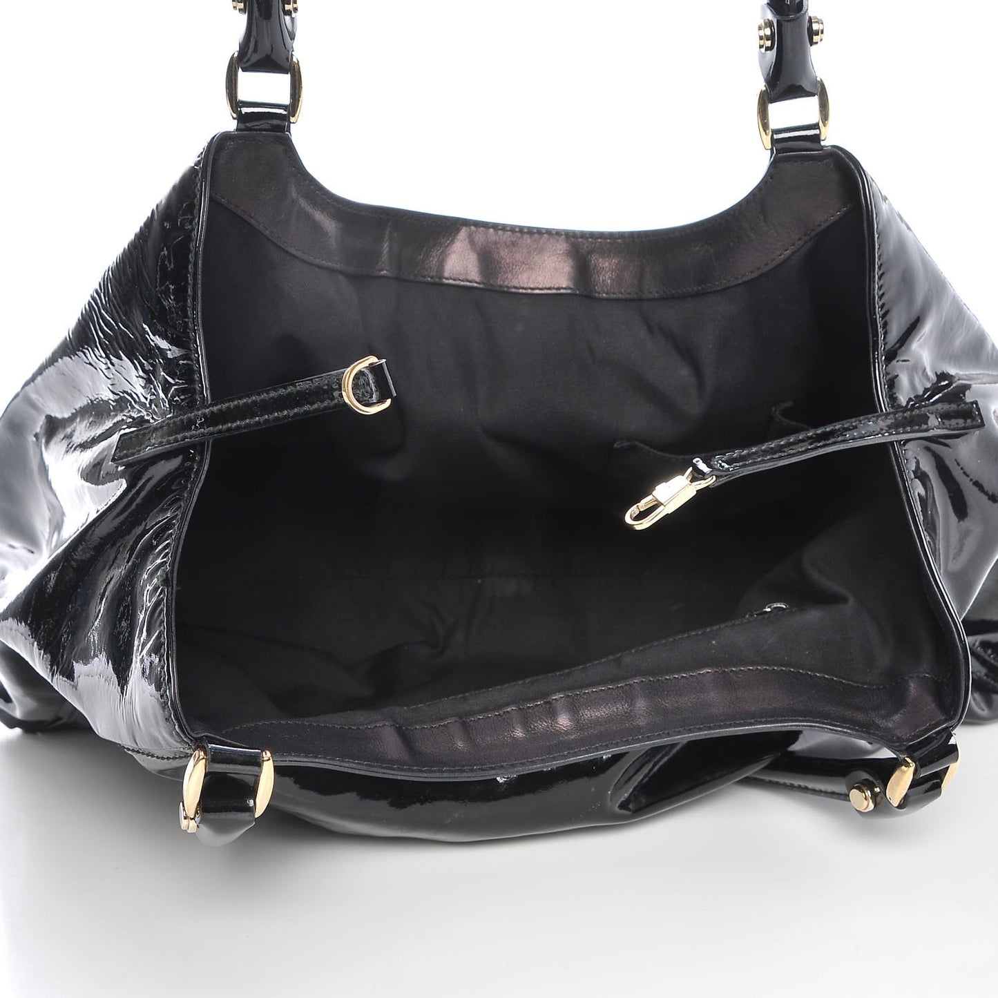 Patent Large D Ring Tote Black