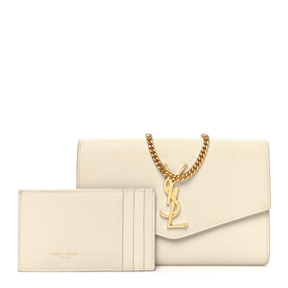 Saint Laurent Grain De Poudre Monogram Uptown Chain Wallet Crema Soft 1 of 14