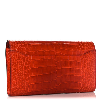 Hermes Shiny Alligator Constance Long Wallet Sanguine 3 of 17