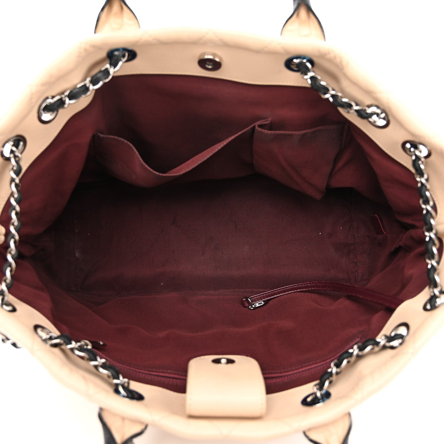 Calfskin Caviar Quilted Large Shopping Tote Beige