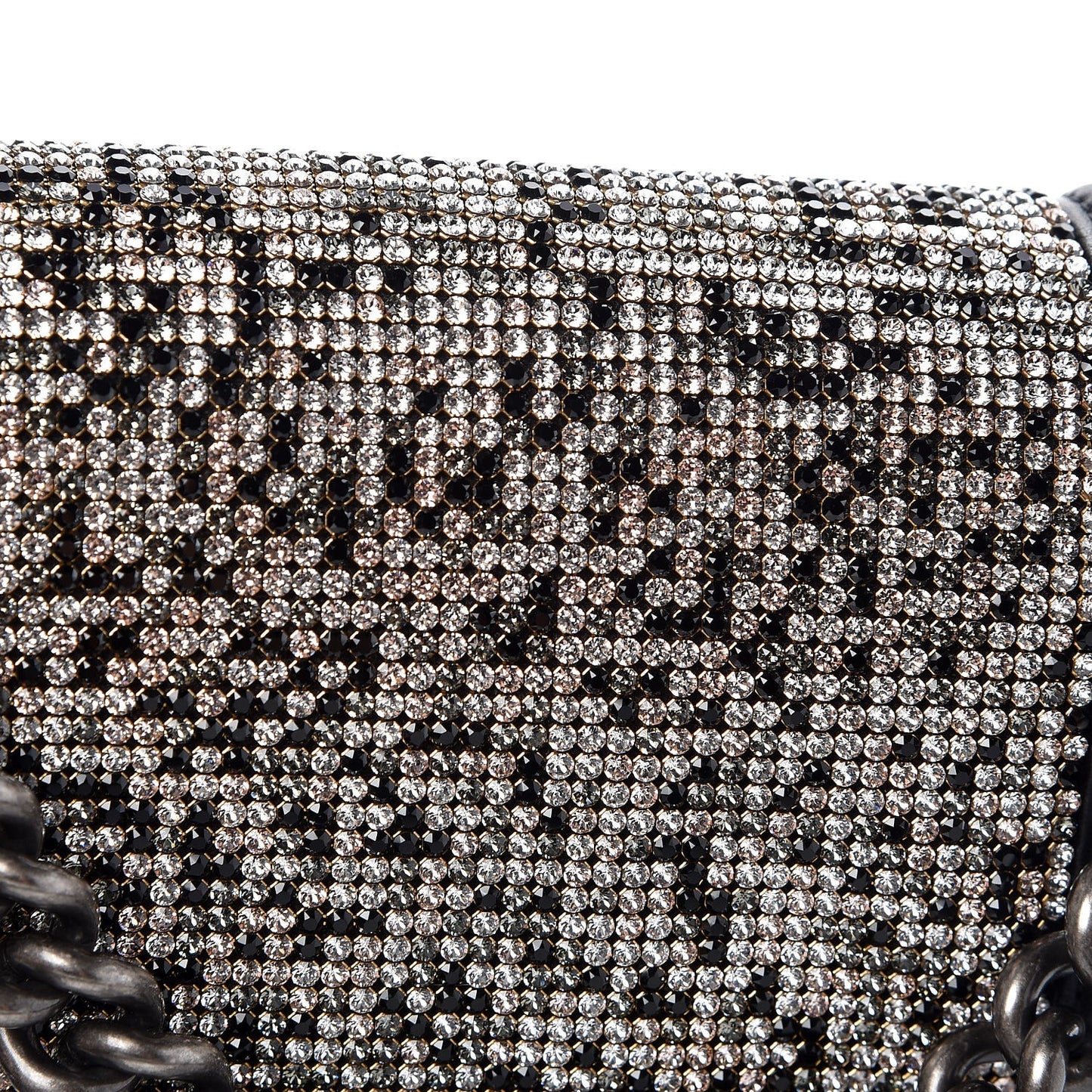 Calfskin Crystal Studded Small Studded Boy Flap Black