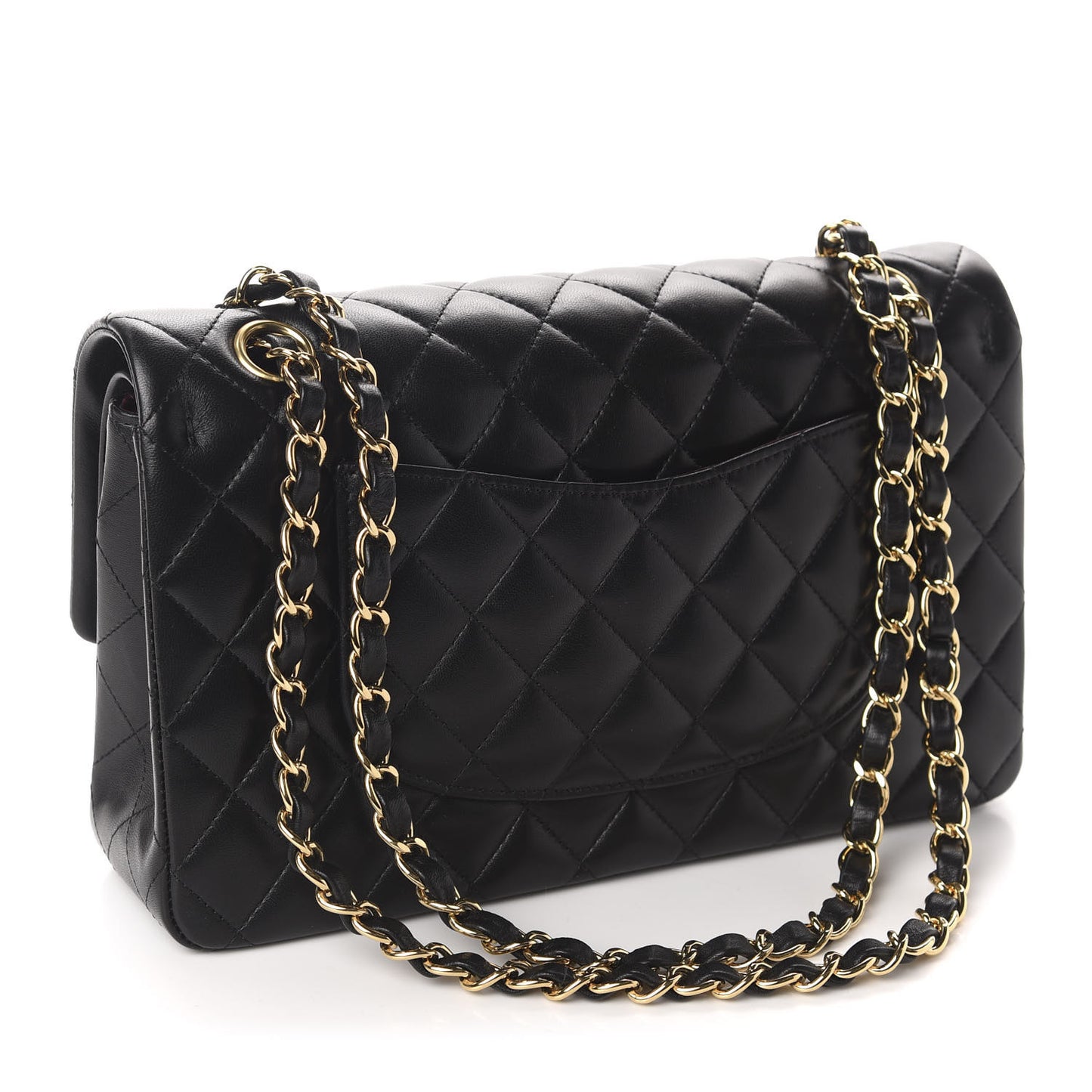 Lambskin Quilted Medium Double Flap Black
