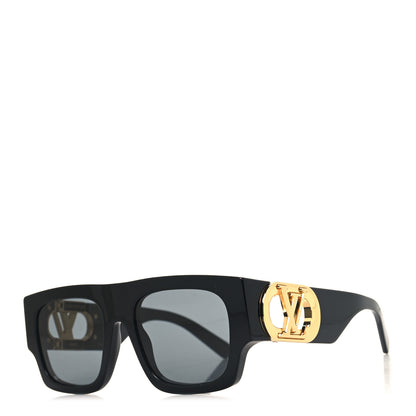 Louis Vuitton Acetate LV Link Square Sunglasses Z1478E Black 1 of 6