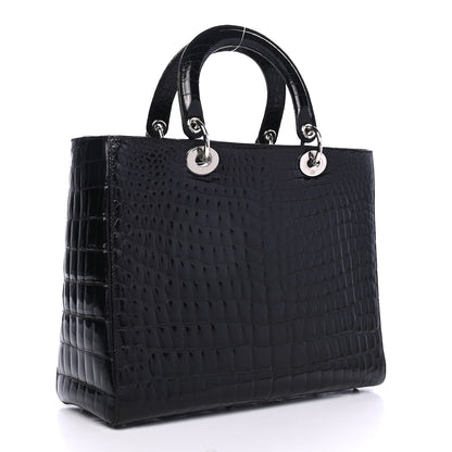 Christian Dior Crocodile Large Lady Dior Black 2 of 4