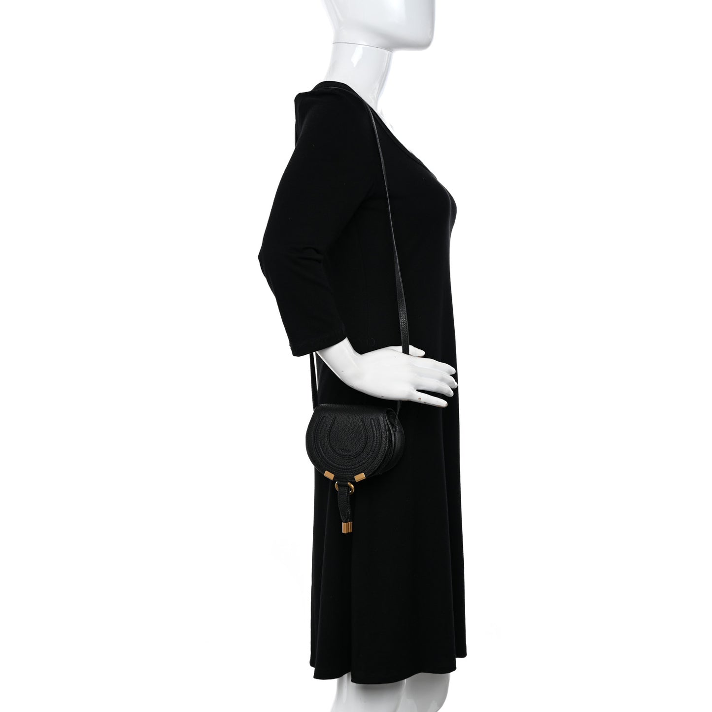Calfskin Nano Marcie Saddle Bag Black