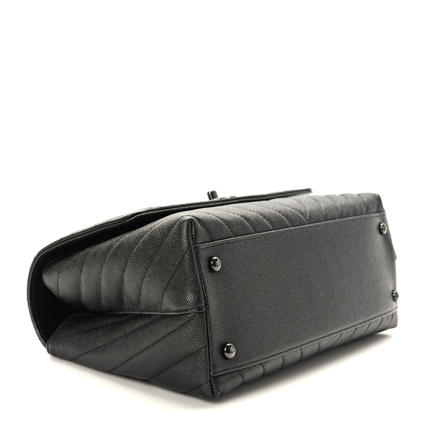 Chanel Caviar Chevron Quilted Small Coco Handle Flap So Black 4 of 9