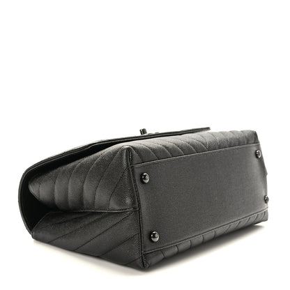 Chanel Caviar Chevron Quilted Small Coco Handle Flap So Black 4 of 9
