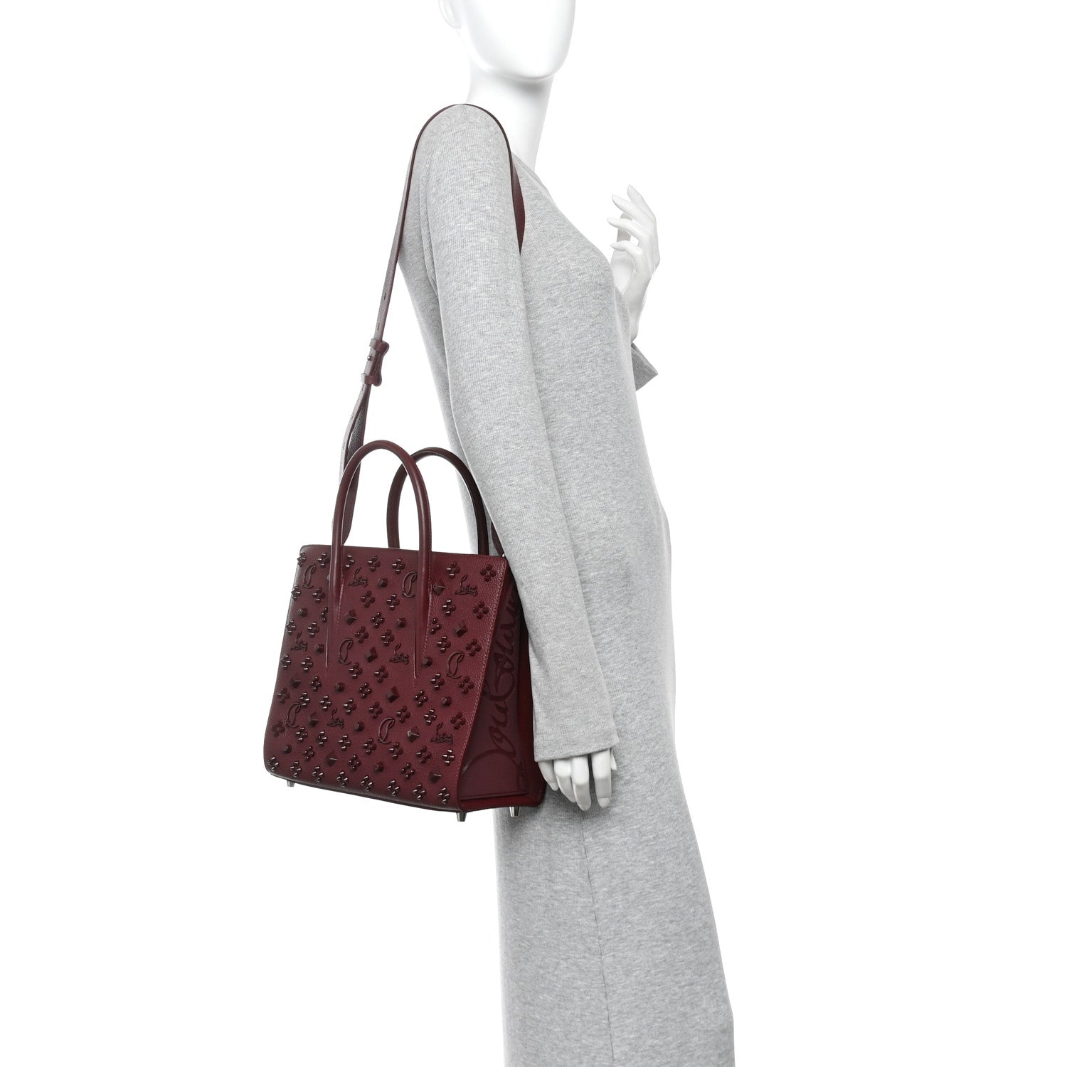Christian Louboutin Calfskin Spikes Loubinthesky Medium Paloma Bordeaux 2 of 10