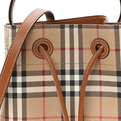 Burberry E-Canvas Vintage Check Small Drawstring Bucket Bag Briar Brown 7 of 9