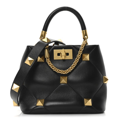 Valentino Garavani Nappa Small Roman Stud The Handle Bag Black 1 of 9