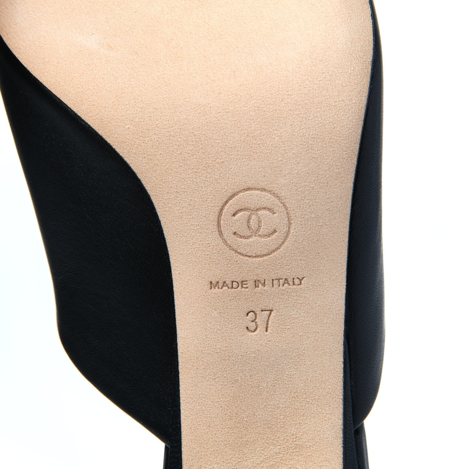 Chanel Lambskin Grosgrain Cap Toe CC Mules 37 Black 6 of 9