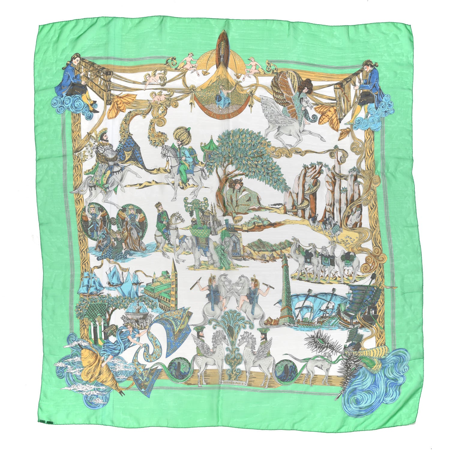 Hermes Silk Au Fil De La Soie Scarf 140 1 of 5