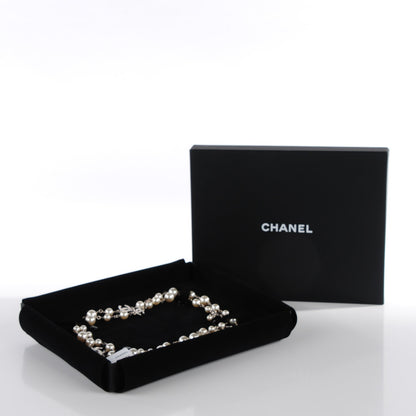 Chanel Crystal Pearl CC Long Necklace Silver 5 of 5
