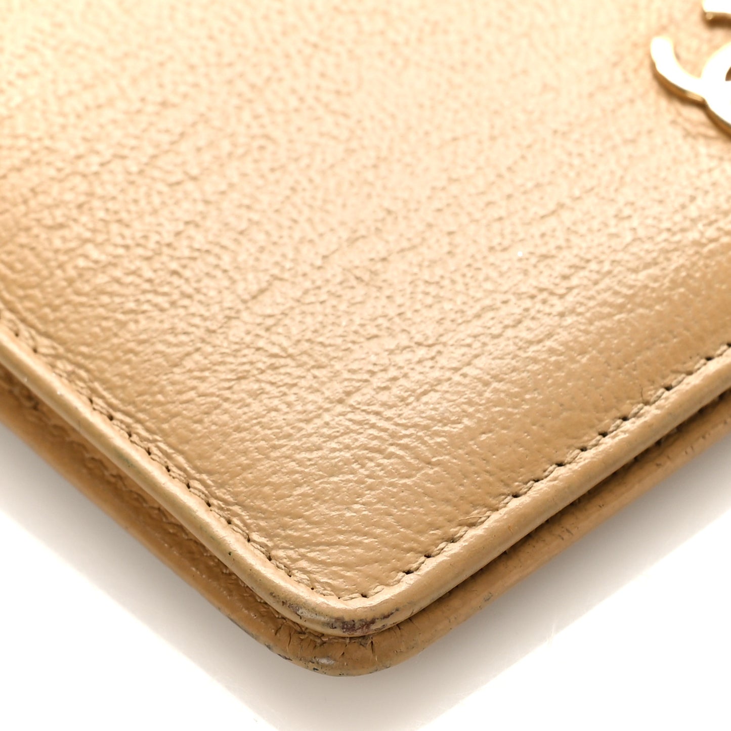 Goatskin Card Holder Wallet Beige
