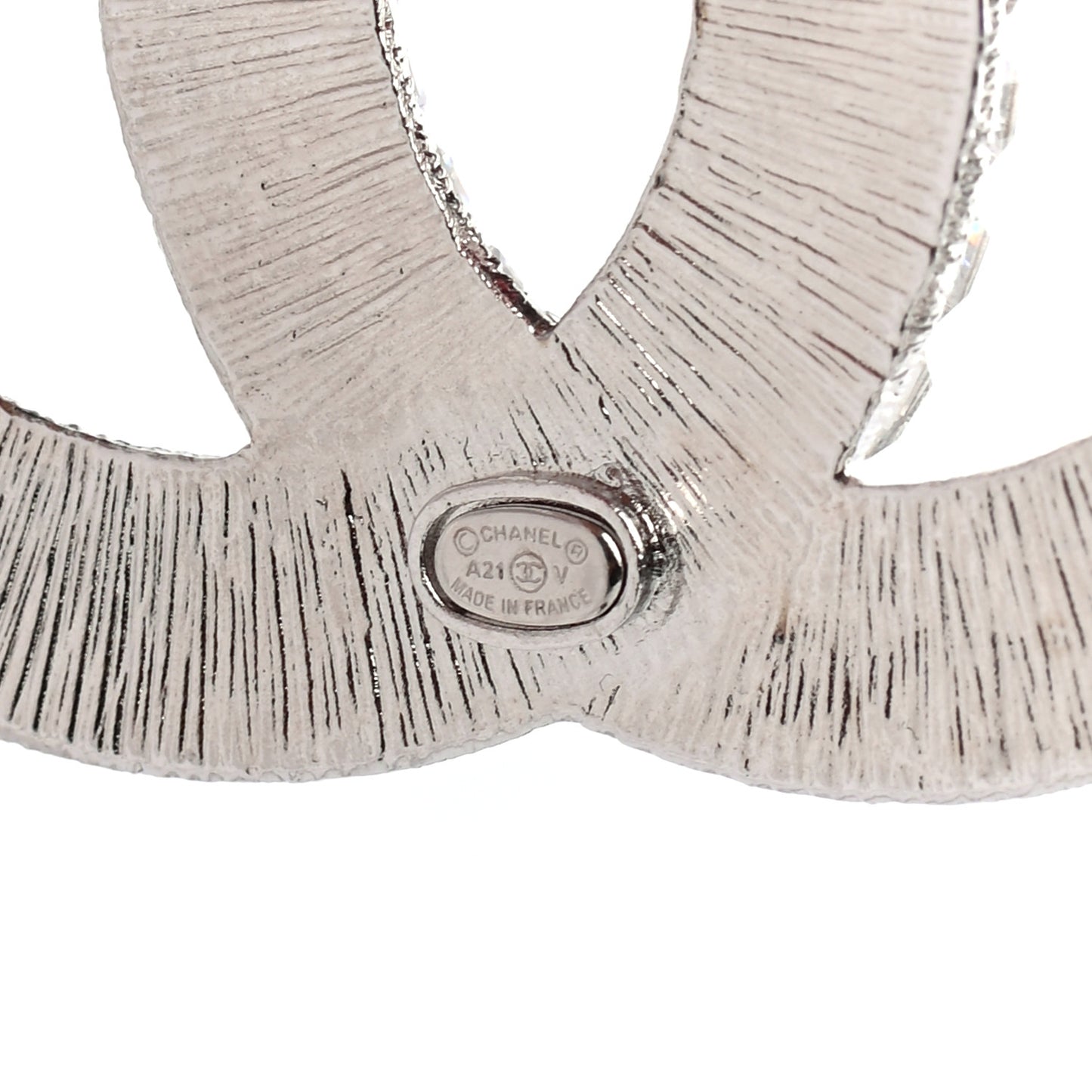 Baguette Crystal CC Brooch Silver