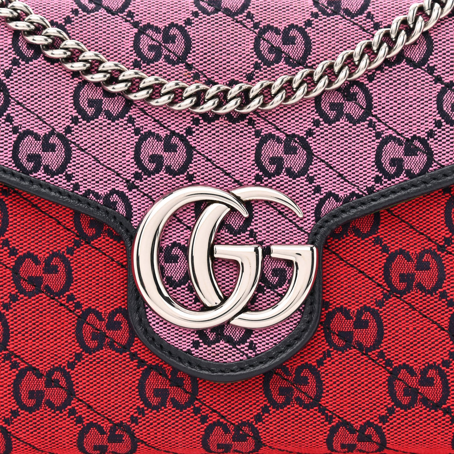 Monogram Multicolor Matelasse Diagonal GG Marmont Chain Wallet Red Blue Pink Green