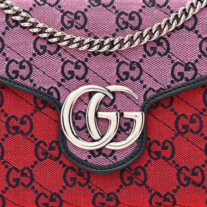Gucci Monogram Multicolor Matelasse Diagonal GG Marmont Chain Wallet Red Blue Pink Green 8 of 11