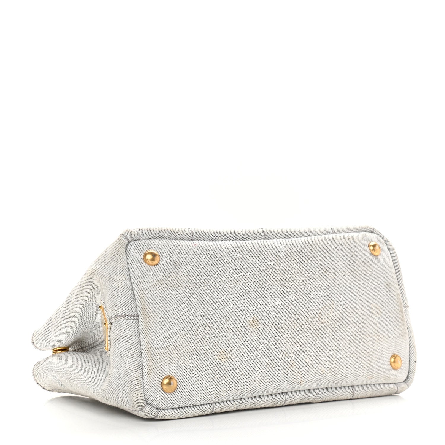 Prada Denim Small Logo Tote Bianco 4 of 9