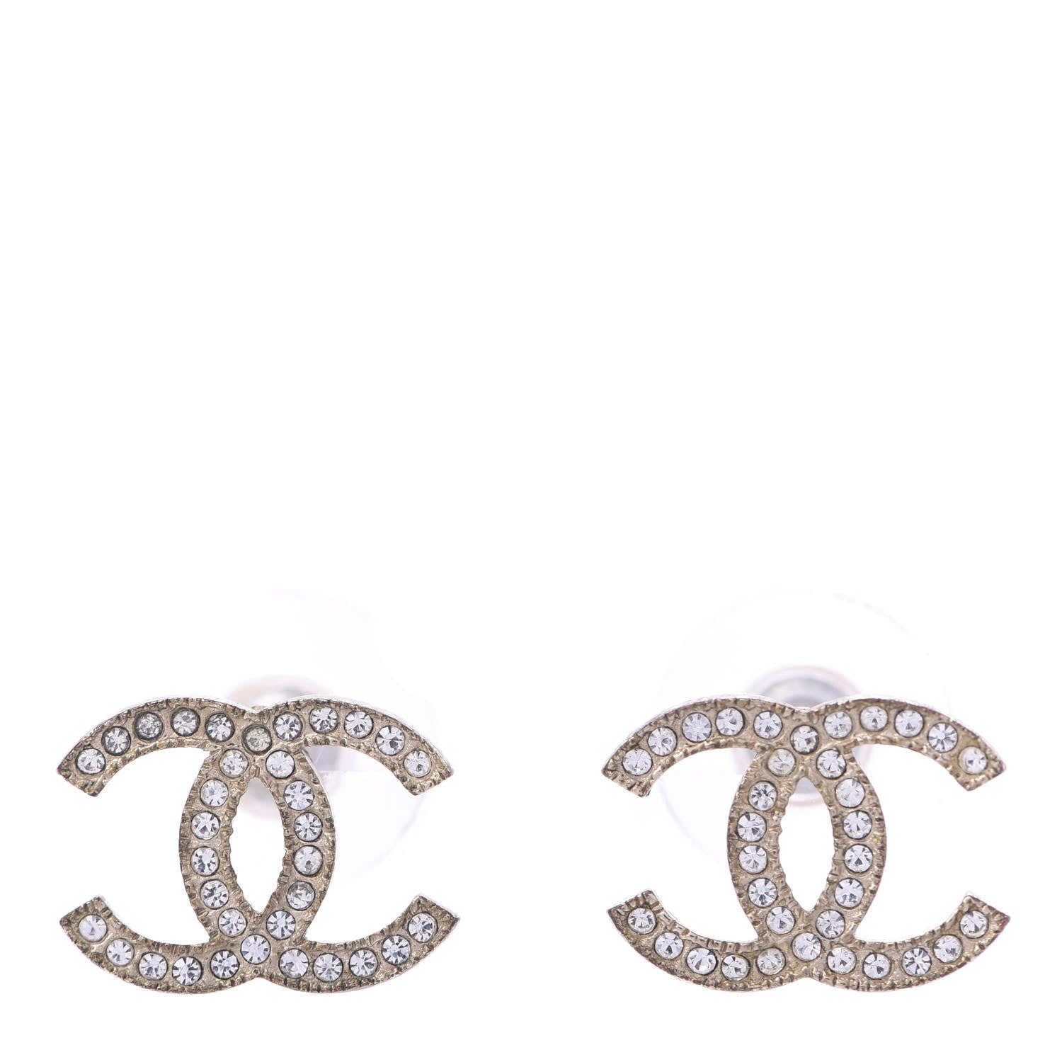 Chanel Crystal CC Earrings Light Gold 1 of 3
