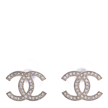 Chanel Crystal CC Earrings Light Gold 1 of 3