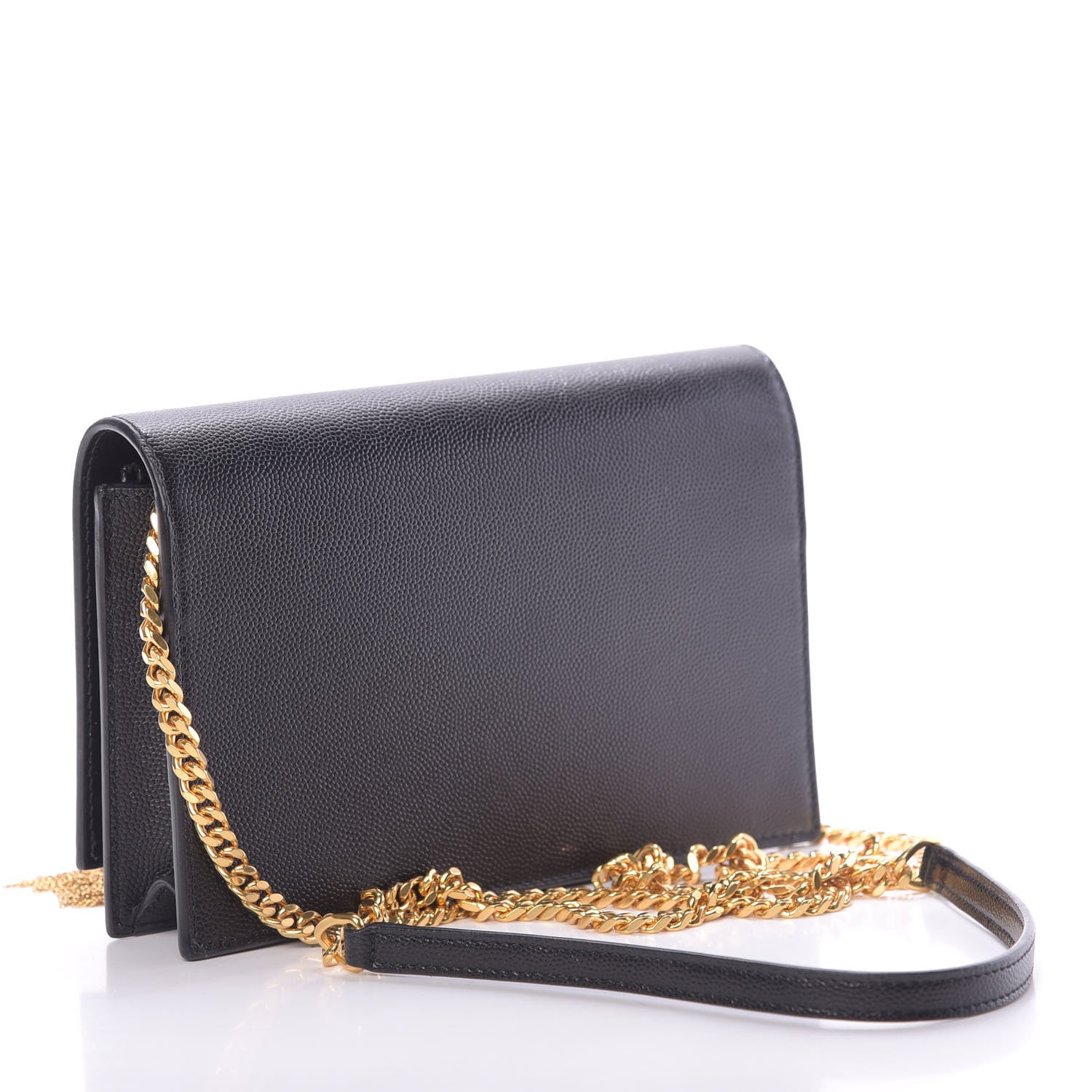Saint Laurent Grain De Poudre Classic Monogram Kate Tassel Chain Wallet Black 3 of 10