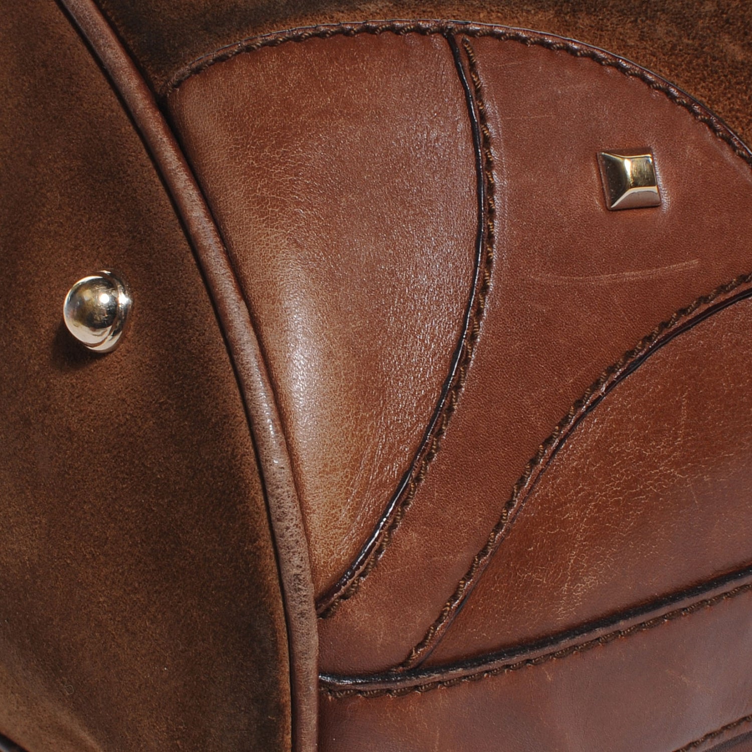 Gucci Suede Monogram Drawstring Shoulder Bag Brown 14 of 14