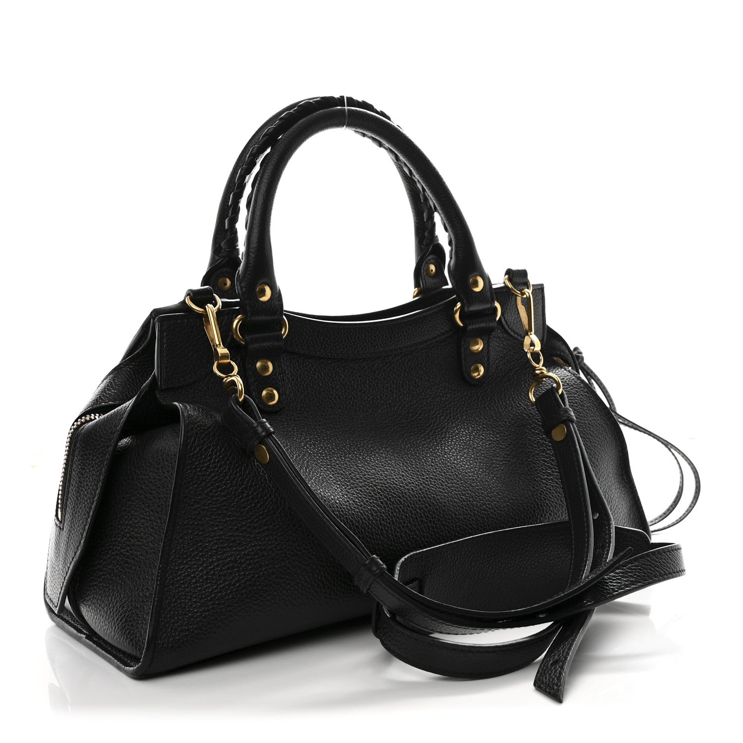 Balenciaga Grained Calfskin Neo Classic Gold Hardware S City Black Black 3 of 10