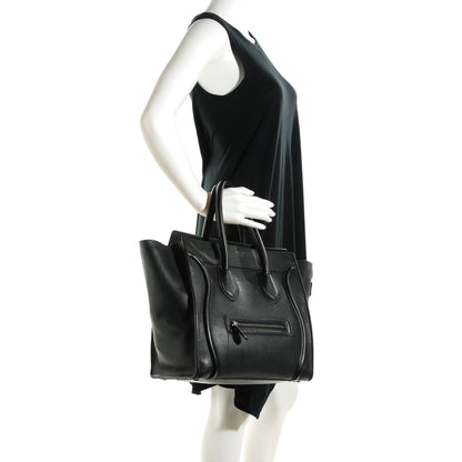 Celine Drummed Calfskin Mini Luggage Black 2 of 7